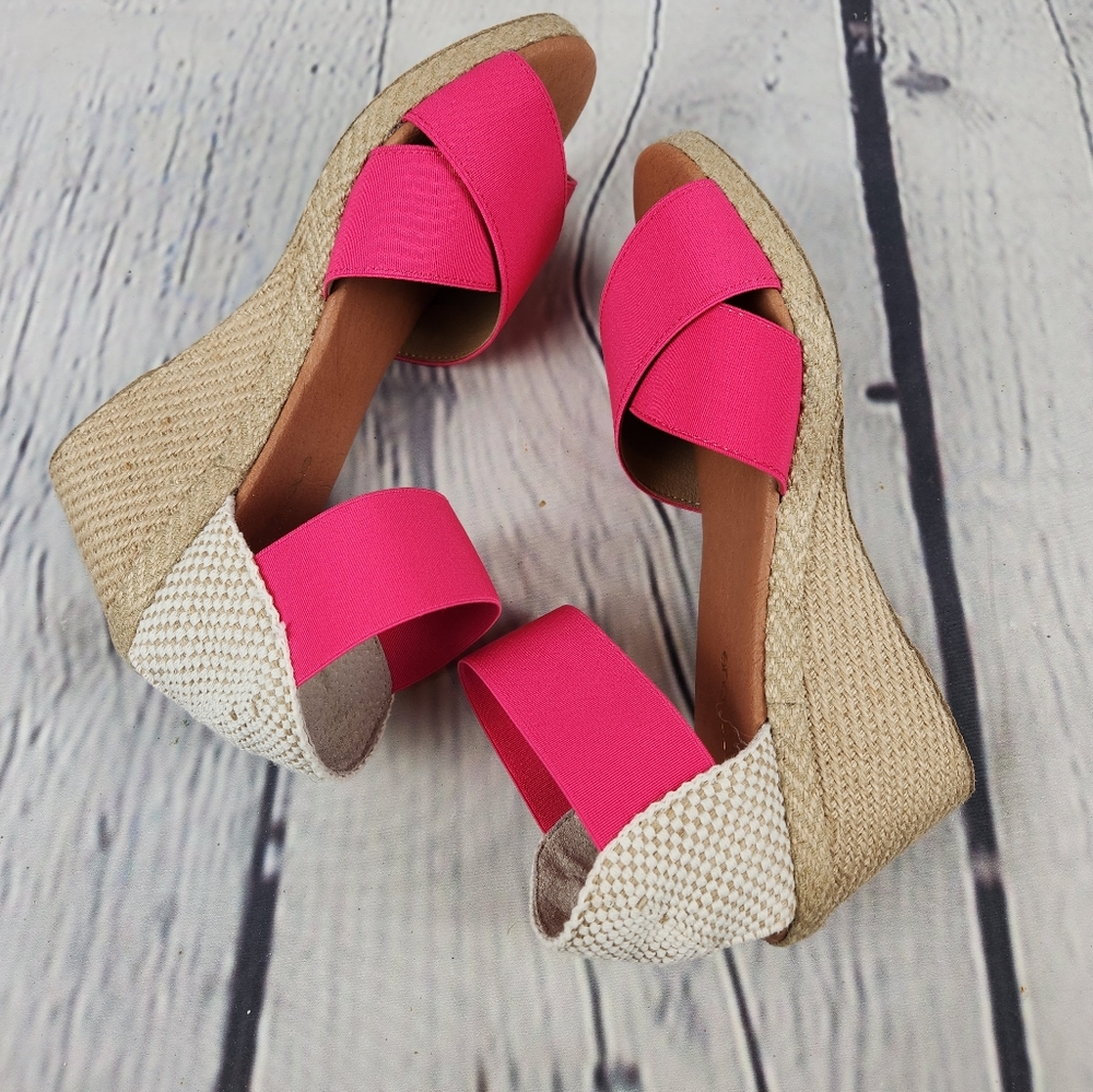 Andre Assous Pink Wedge Espadrilles